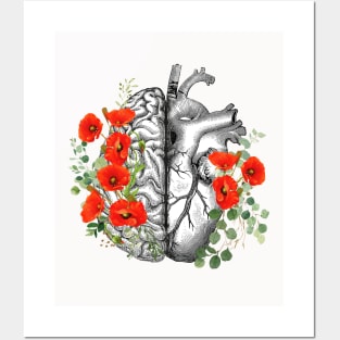 Right balance between head and heart, red poppies, watercolor style poppies Posters and Art